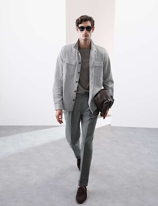 Πουκάμισο-πανωφόρι από σύμμεικτο βαμβάκι και λινό