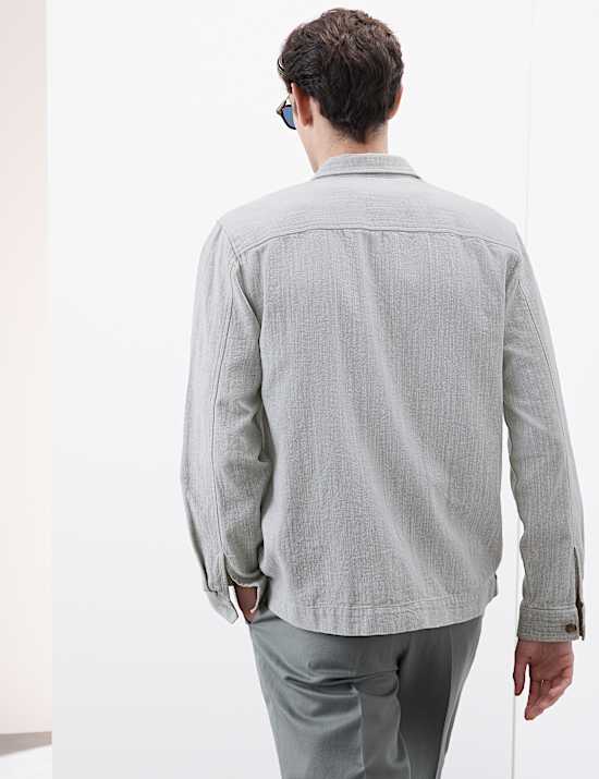 Πουκάμισο-πανωφόρι από σύμμεικτο βαμβάκι και λινό