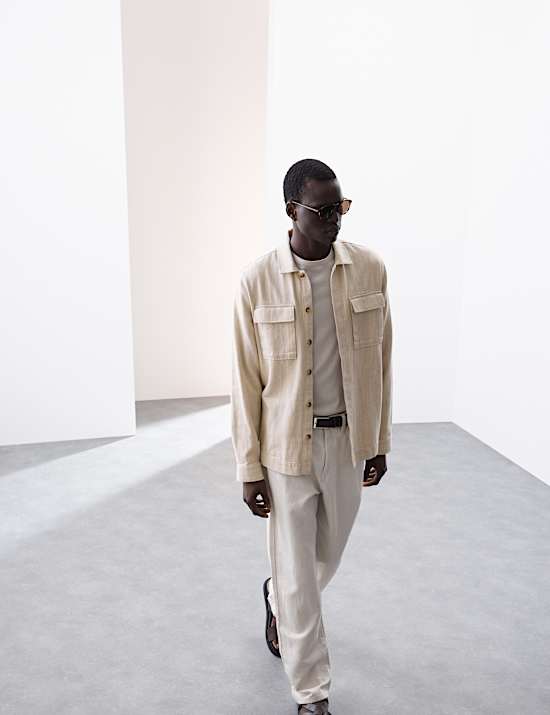 Cotton Linen Blend Overshirt