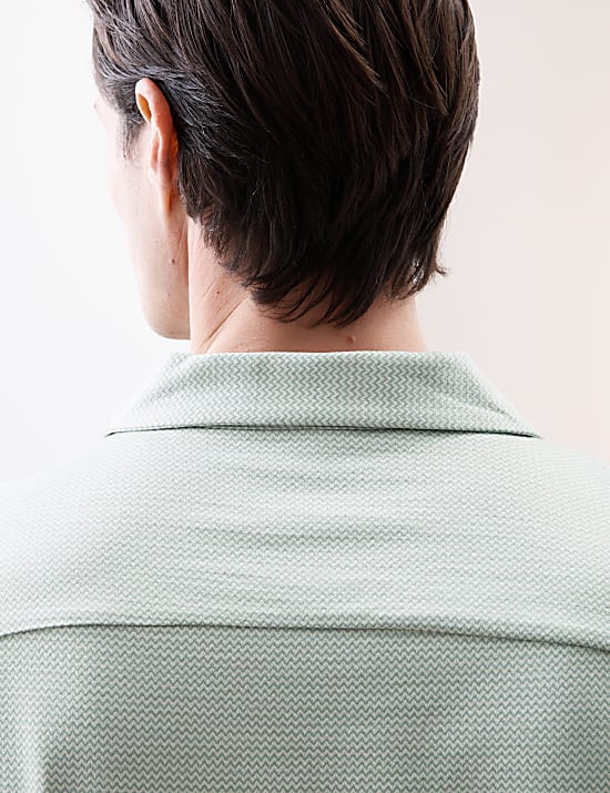 Pure Cotton Textured Cuban Collar Shirt