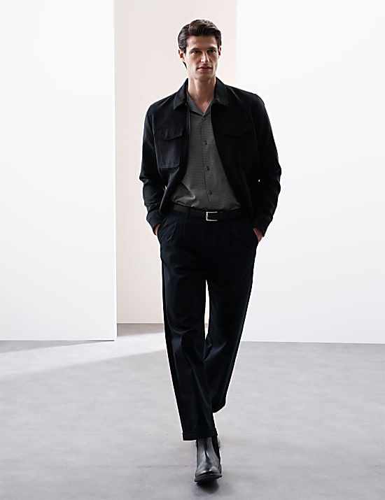 Pure Cotton Textured Cuban Collar Shirt