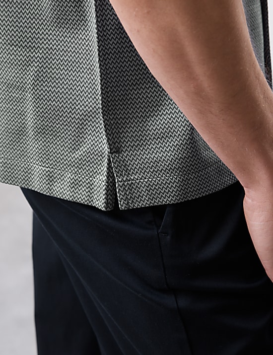 Pure Cotton Textured Cuban Collar Shirt