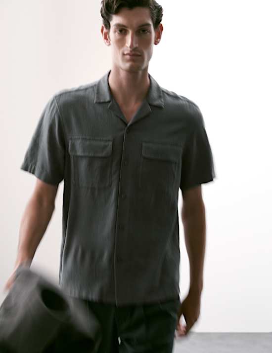 Linen Blend Cuban Collar Shirt