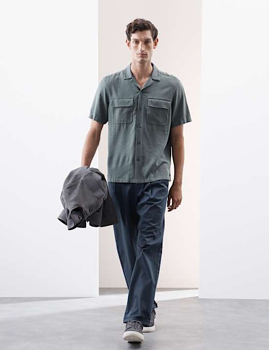 Linen Blend Cuban Collar Shirt