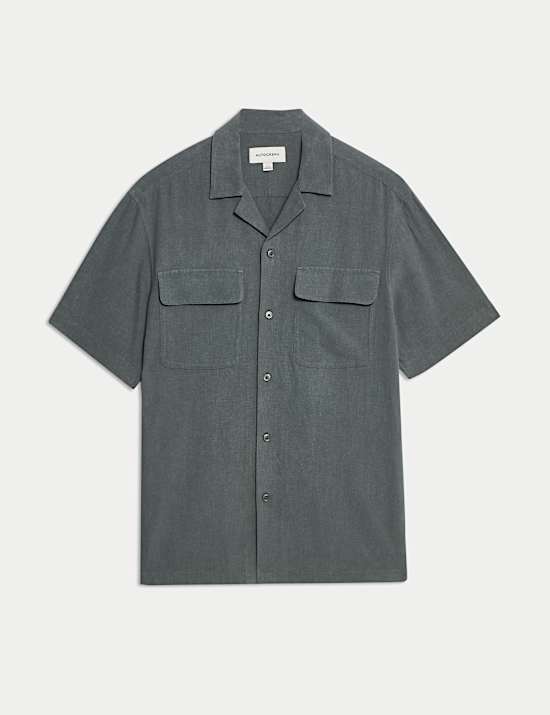 Linen Blend Cuban Collar Shirt