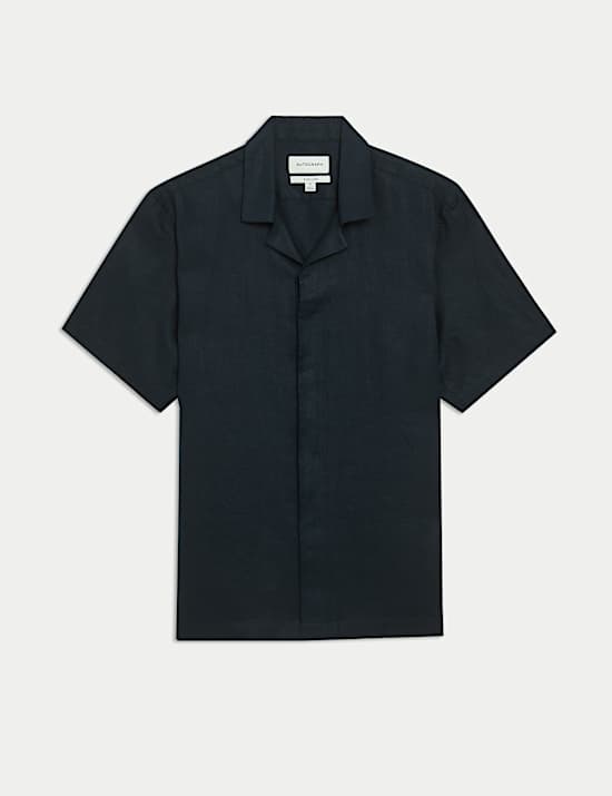 Pure Linen Herringbone Cuban Collar Shirt