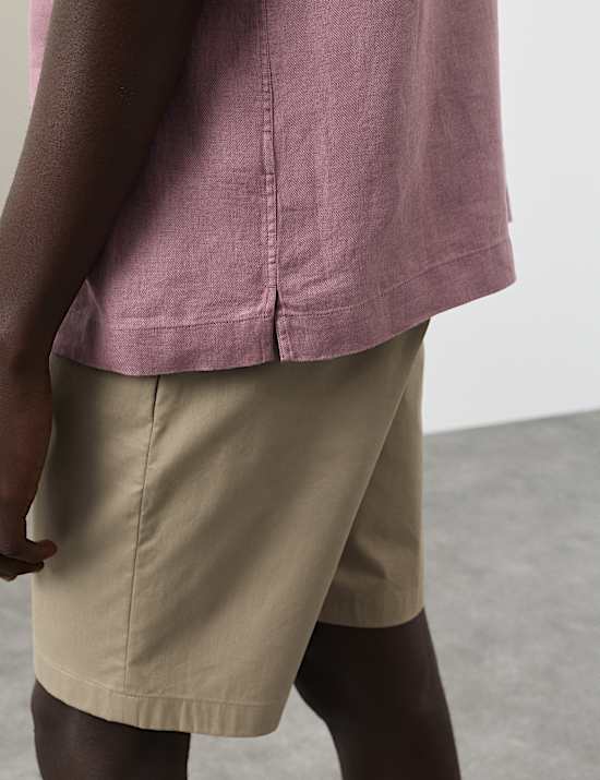 Chemise 100 % lin &agrave; col cubain et motif chevrons