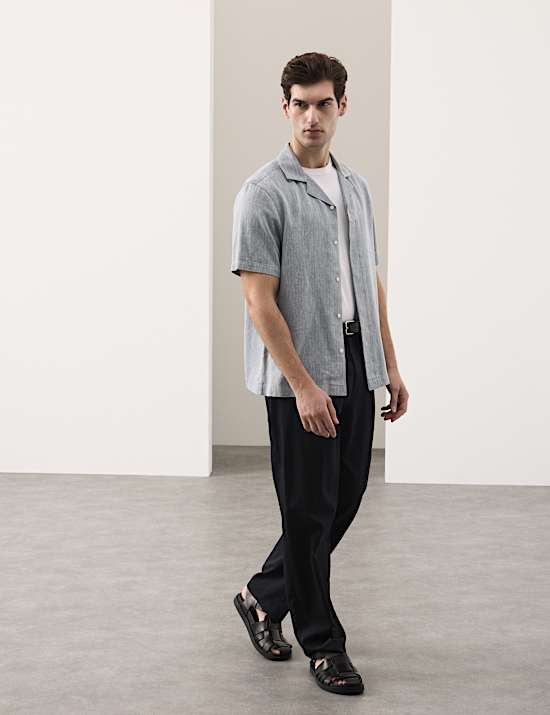 Linen Blend Short Sleeve Shirt