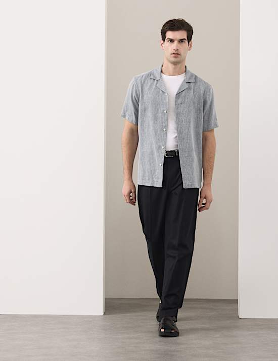 Linen Blend Short Sleeve Shirt