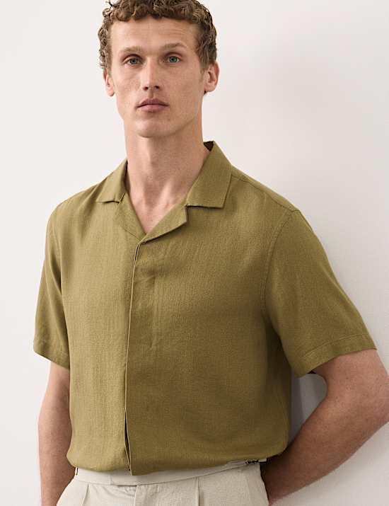 Linen Blend Short Sleeve Shirt