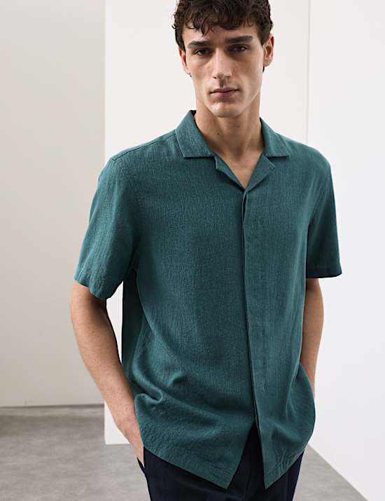Linen Blend Short Sleeve Shirt