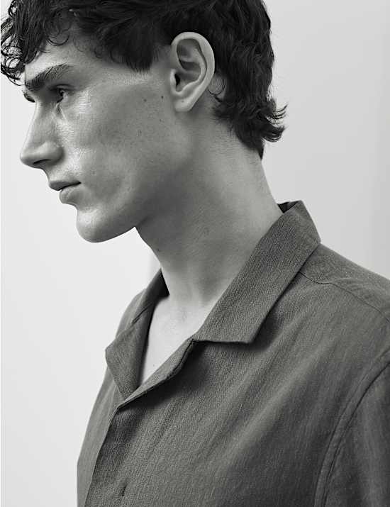 Linen Blend Short Sleeve Shirt