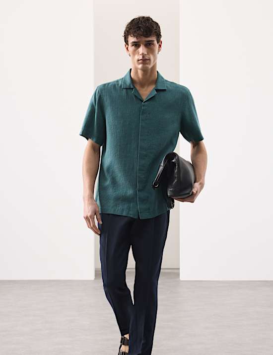 Linen Blend Short Sleeve Shirt