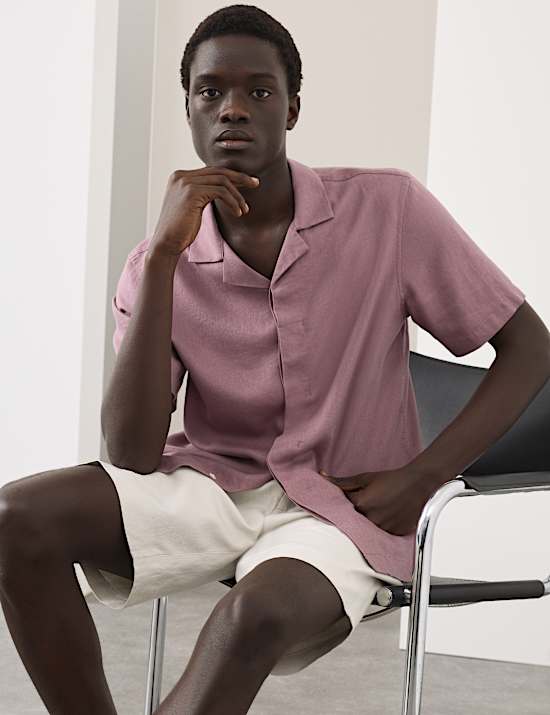 Linen Blend Short Sleeve Shirt