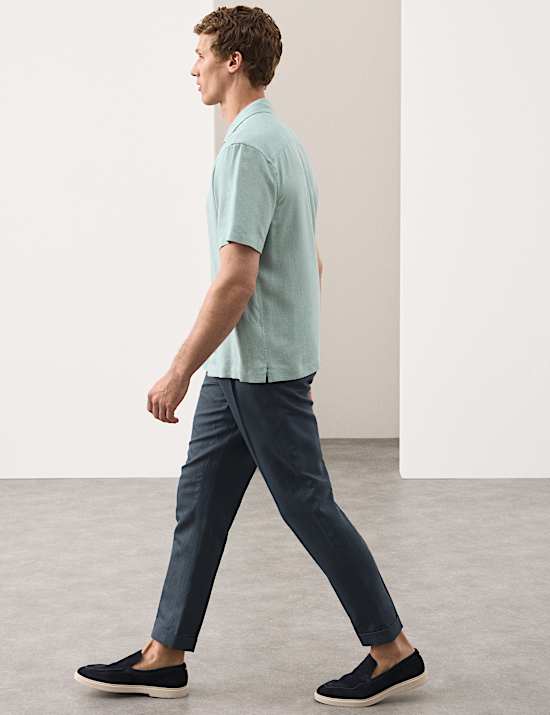 Chemise en lin m&eacute;lang&eacute; &agrave; manches courtes