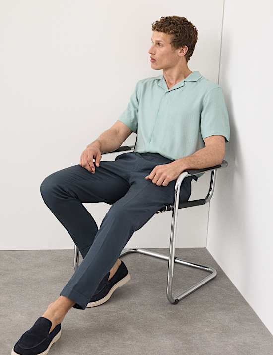 Chemise en lin m&eacute;lang&eacute; &agrave; manches courtes