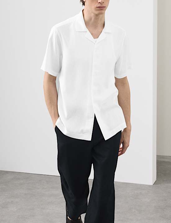 Linen Blend Short Sleeve Shirt