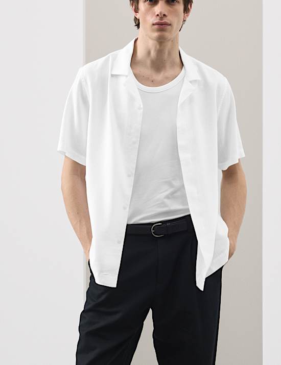 Linen Blend Short Sleeve Shirt