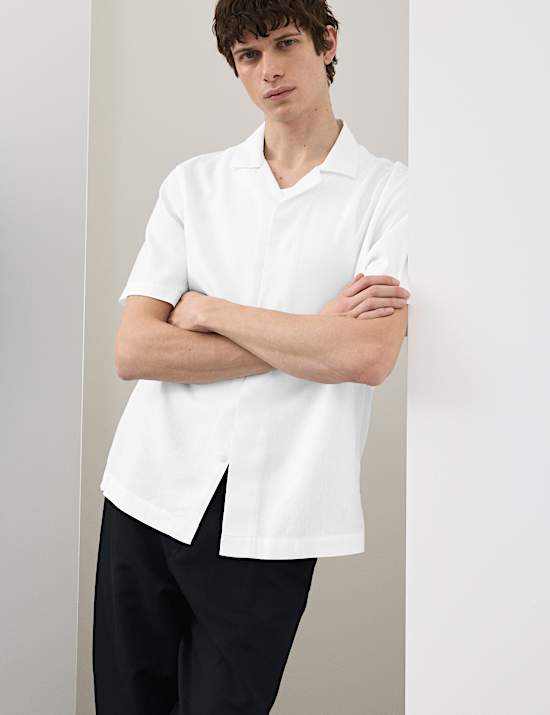 Linen Blend Short Sleeve Shirt