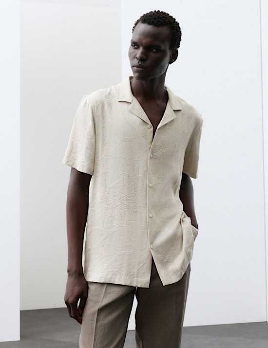 Regular Fit Jacquard Short Sleeve Shirt