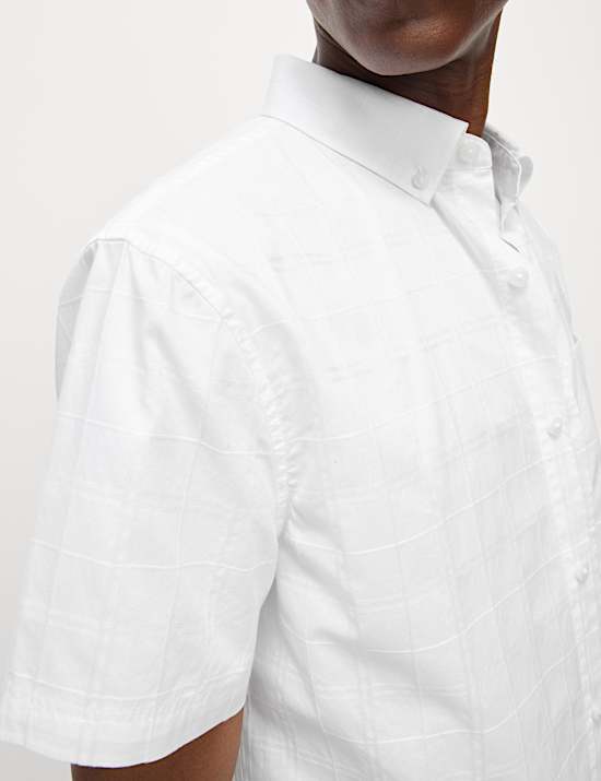 Easy Iron Pure Cotton Textured Shirt