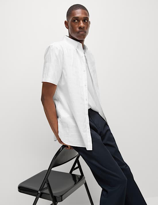 Easy Iron Pure Cotton Textured Shirt