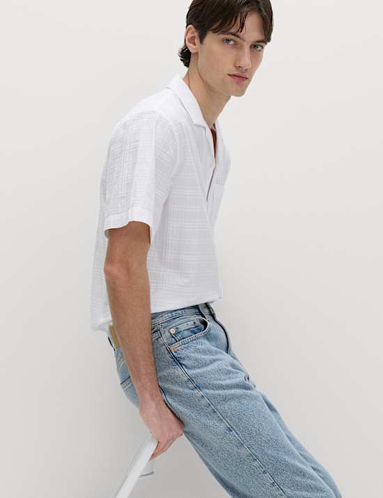 Camisa de manga corta 100 % algod&oacute;n de corte est&aacute;ndar