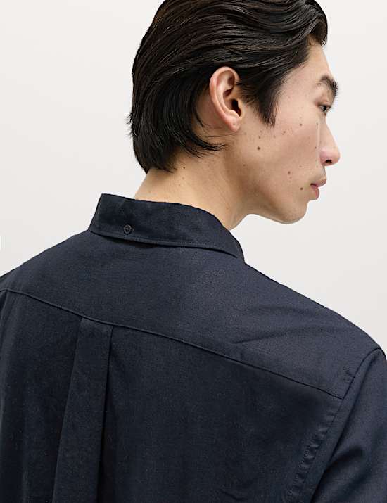 Regular Fit Linen Rich Short Sleeve Shirt