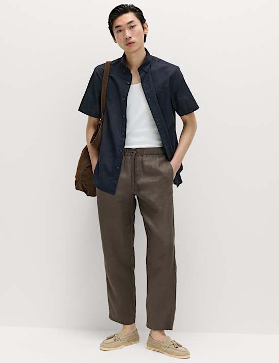 Regular Fit Linen Rich Short Sleeve Shirt