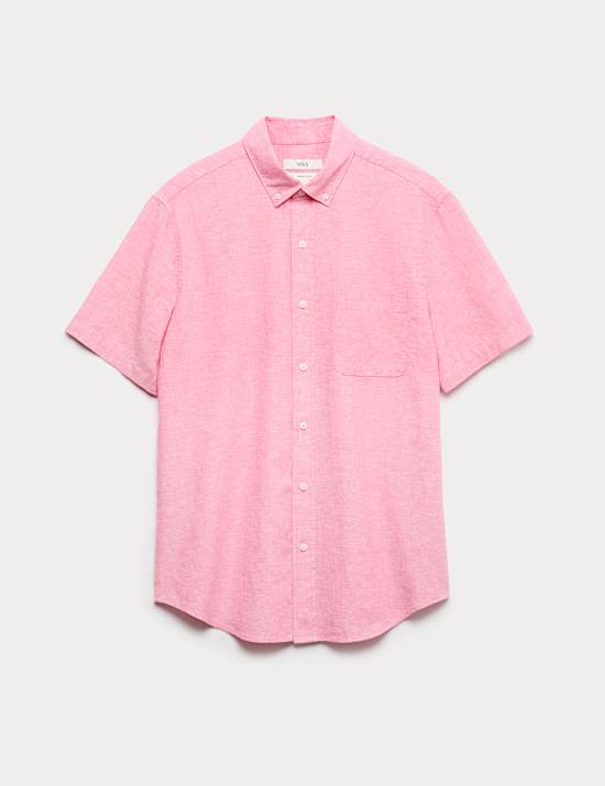 Chemise &agrave; manches courtes coupe standard en lin