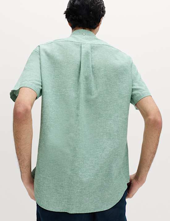 Regular Fit Linen Rich Short Sleeve Shirt