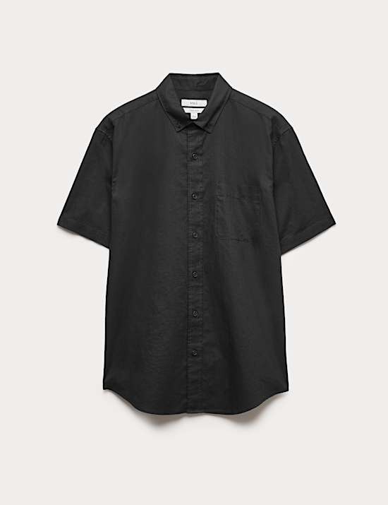 Regular Fit Linen Rich Short Sleeve Shirt