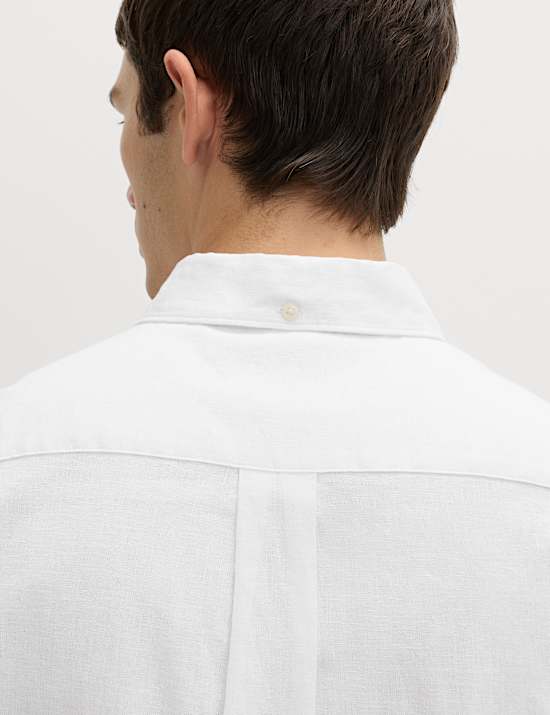 Regular Fit Kurzarm-Hemd mit hohem Leinenanteil