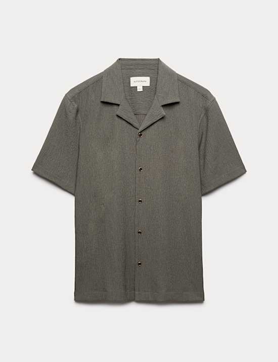 Relaxed Fit Hemd aus Seersuckerq mit Knittereffekt