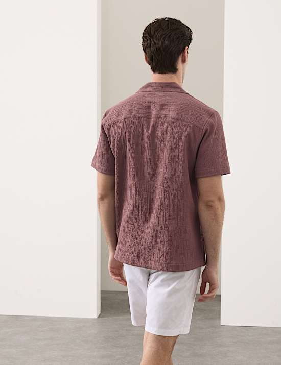 Relaxed Fit Crinkle Seersucker Shirt