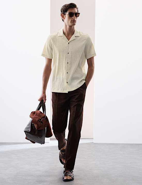 Relaxed Fit Easy Iron Seersucker Shirt