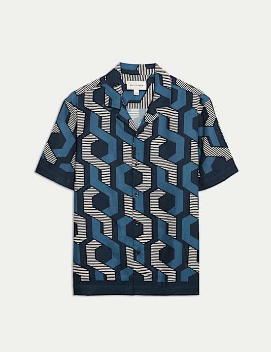 Regular Fit Geometric Print Short Sleeve Shirt