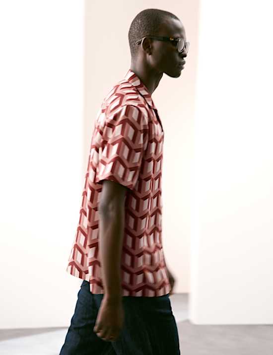 Regular Fit Short Sleeve Geometric Print Shirt