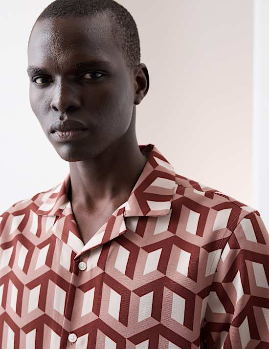 Regular Fit Short Sleeve Geometric Print Shirt