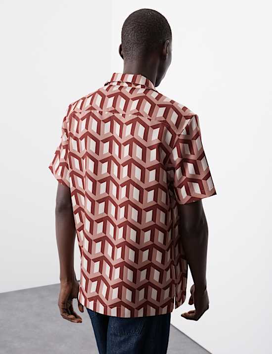 Regular Fit Short Sleeve Geometric Print Shirt