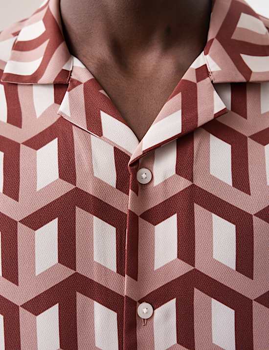 Regular Fit Short Sleeve Geometric Print Shirt