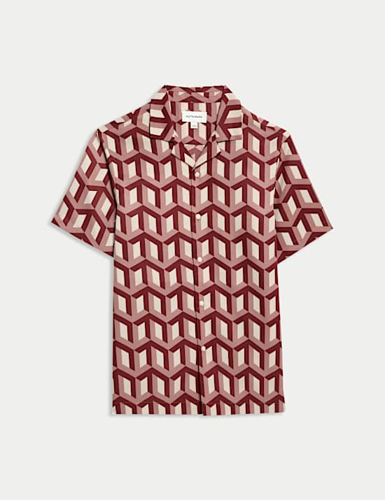 Regular Fit Short Sleeve Geometric Print Shirt