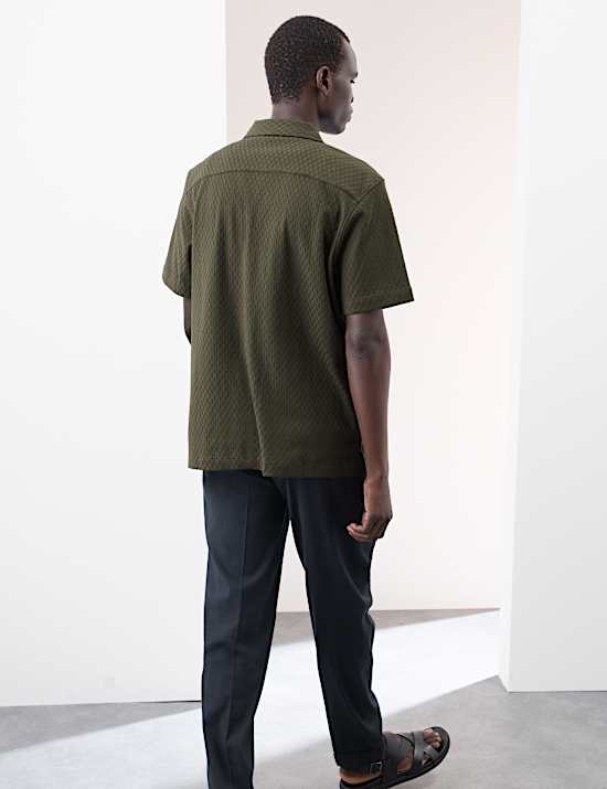 Pure Cotton Textured Jersey Oxford Shirt