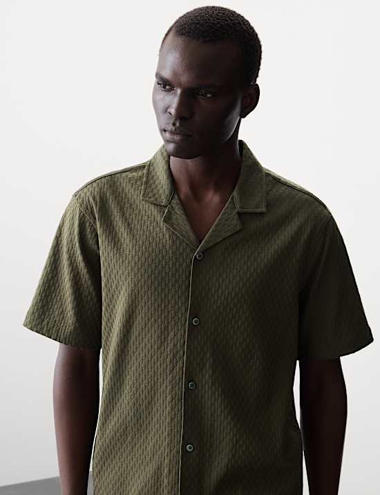 Pure Cotton Textured Jersey Oxford Shirt
