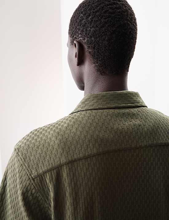 Pure Cotton Textured Jersey Oxford Shirt