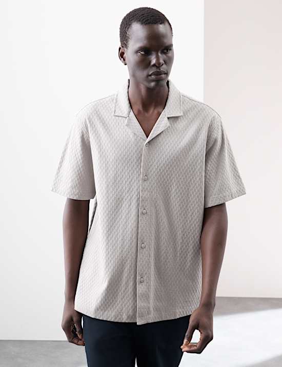 Pure Cotton Textured Jersey Oxford Shirt