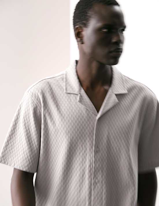 Pure Cotton Textured Jersey Oxford Shirt