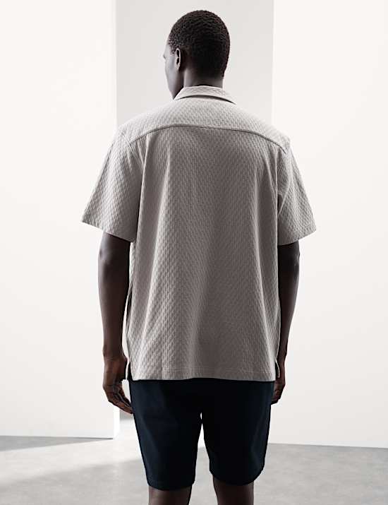 Pure Cotton Textured Jersey Oxford Shirt