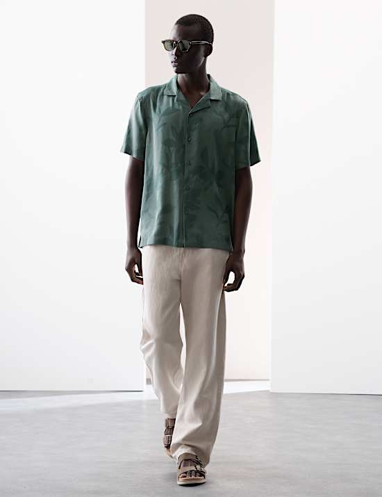 Regular Fit Short Sleeve Cuban Collar Shirt