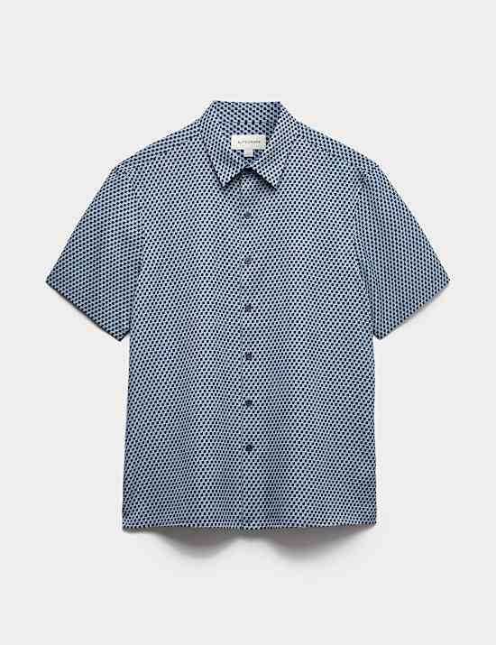 Chemise &agrave; manches courtes et imprim&eacute; g&eacute;om&eacute;trique